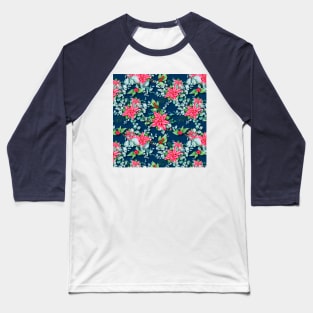 Beautiful watercolor Christmas floral design Poinsettia flowers with eucalyptus Baseball T-Shirt